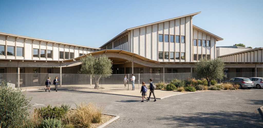 Entrée ©architectes ARCHIPENTE & MDNA - paysage NF-P